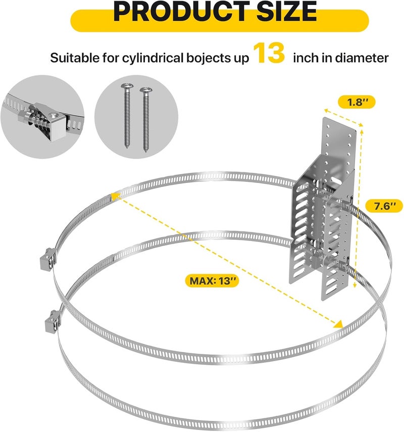 Dashu 2 Set Expansion Tank Mounting Bracket for Hot Water Heater,Thermal Expansion Tank Holder with 2 Earthquake Straps,Support 5-Gallon Hot Water Tanks up to 13 inches in Diameter - Image 2